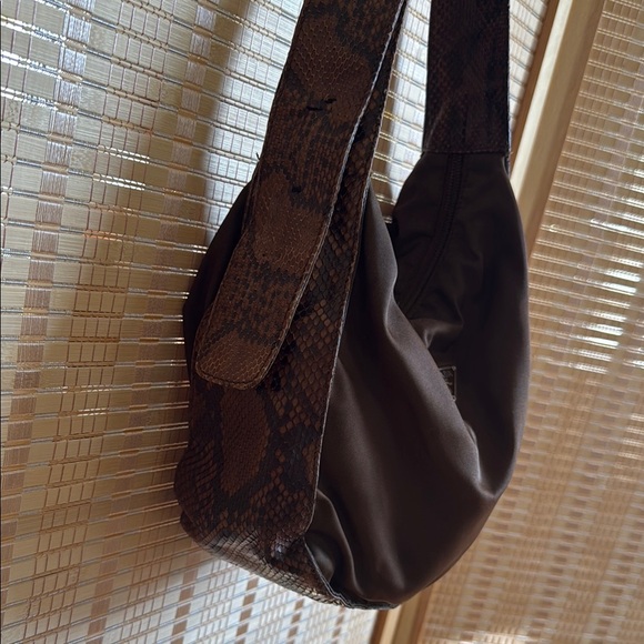 Prada Brown Crescent Shoulder Bag with Textured Fabric - Picture 4 of 6